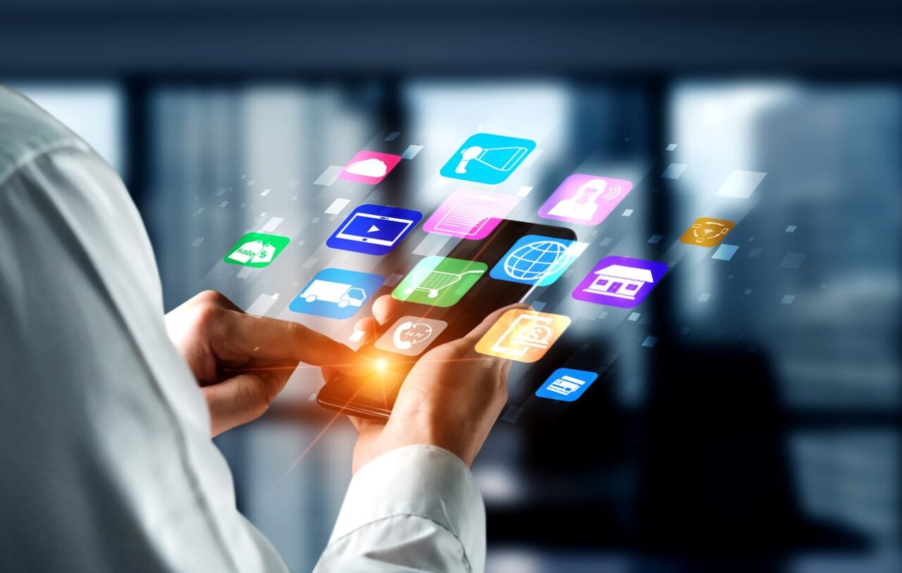 Omni channel technology of online retail business. Multichannel marketing on social media network platform offer service of internet payment channel, online retail shopping and omni digital app.